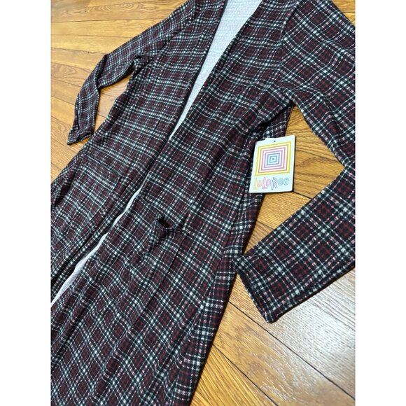 Lularoe Women Sarah Cardigan Cover Up Duster Size Medium Red Black Plaid NWT - Picture 4 of 8